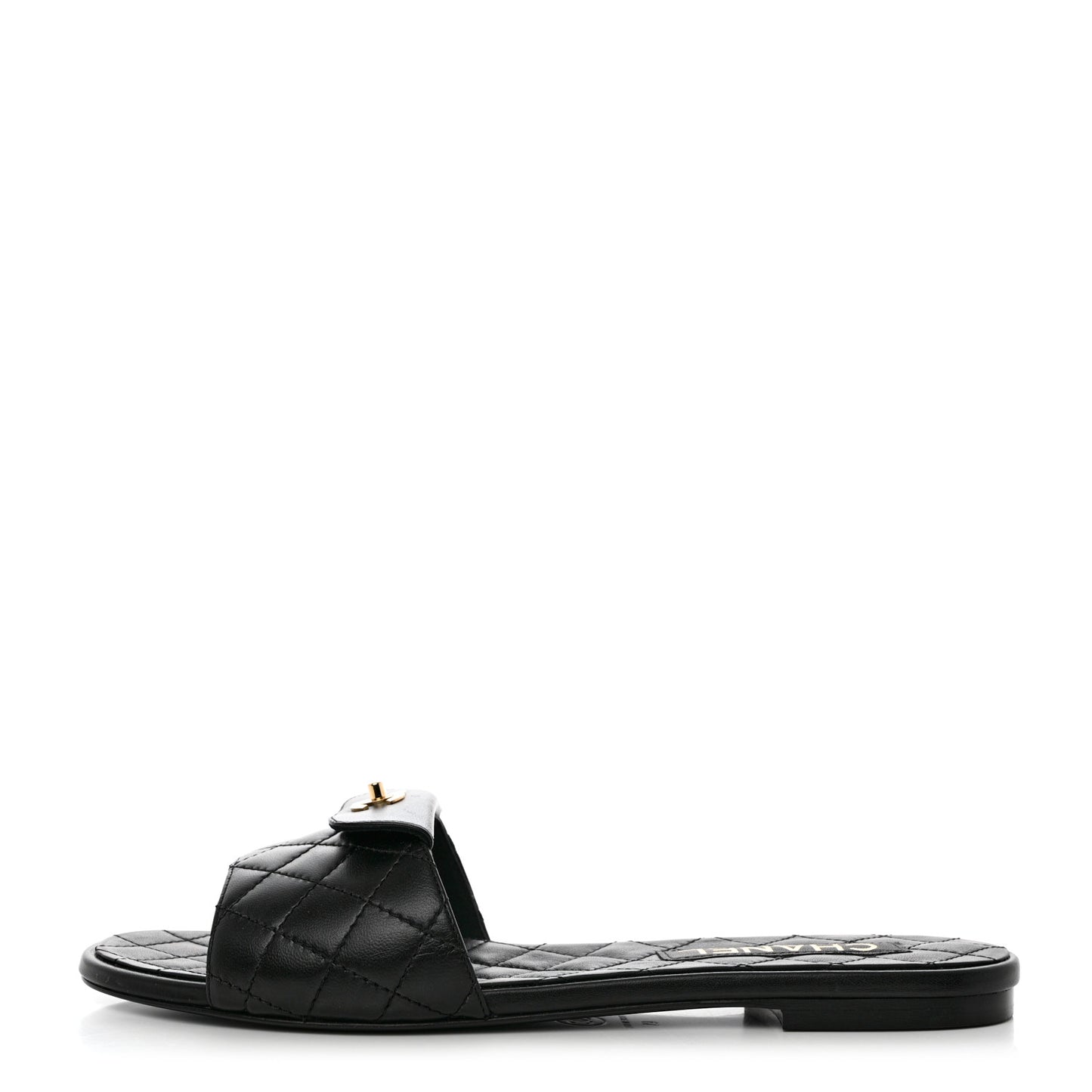 Lambskin Quilted CC Turnlock Sandals 41 Black