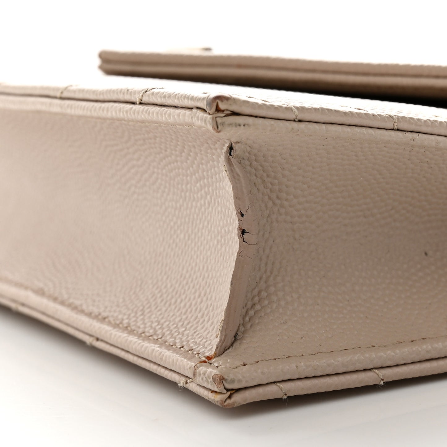 Grain De Poudre Matelasse Chevron Monogram Envelope Chain Wallet Dark Beige