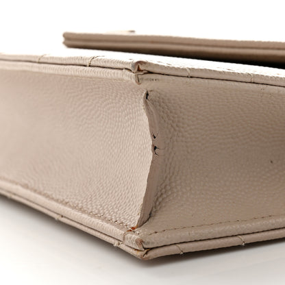 Saint Laurent Grain De Poudre Matelasse Chevron Monogram Envelope Chain Wallet Dark Beige 10 of 16