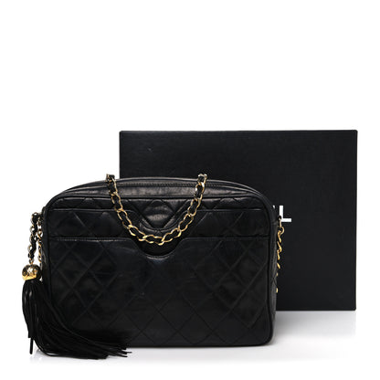 Chanel Lambskin Quilted CC Tassel Camera Case Black 14 of 14