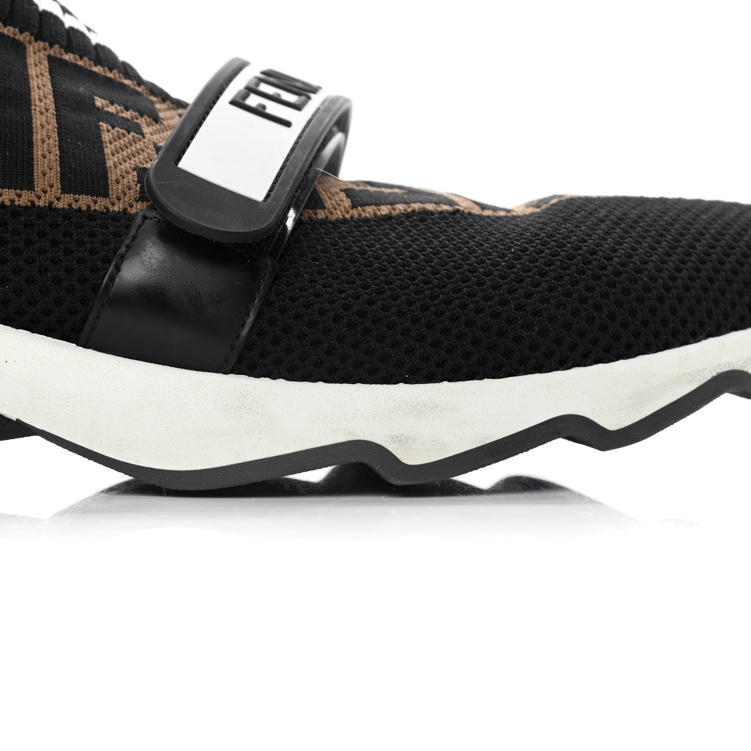 Fendi Stretch Yarn FF Stiff Band Rockoko Sneakers 39 Black White Tobacco 20 of 24