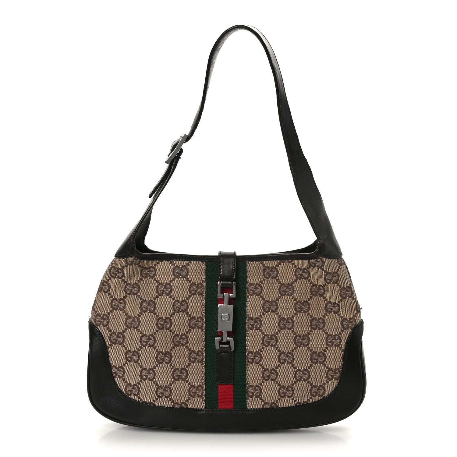 Gucci Monogram Web Small Jackie O Hobo Dark Brown 1 of 11