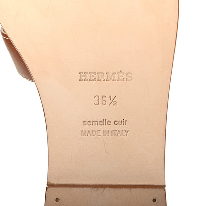 Hermes Box Calfskin Oran Sandals 36.5 Gold 6 of 7
