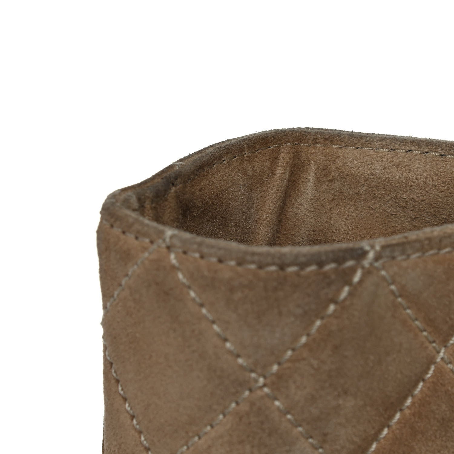 Chanel Suede Quilted Shopping Tote Beige 10 of 11