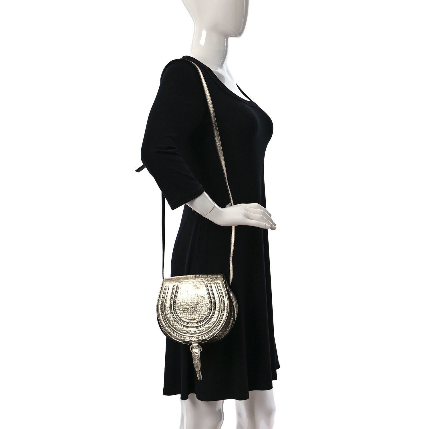 Chloe Metallic Calfskin Small Marcie Saddle Bag Gold 2 of 8