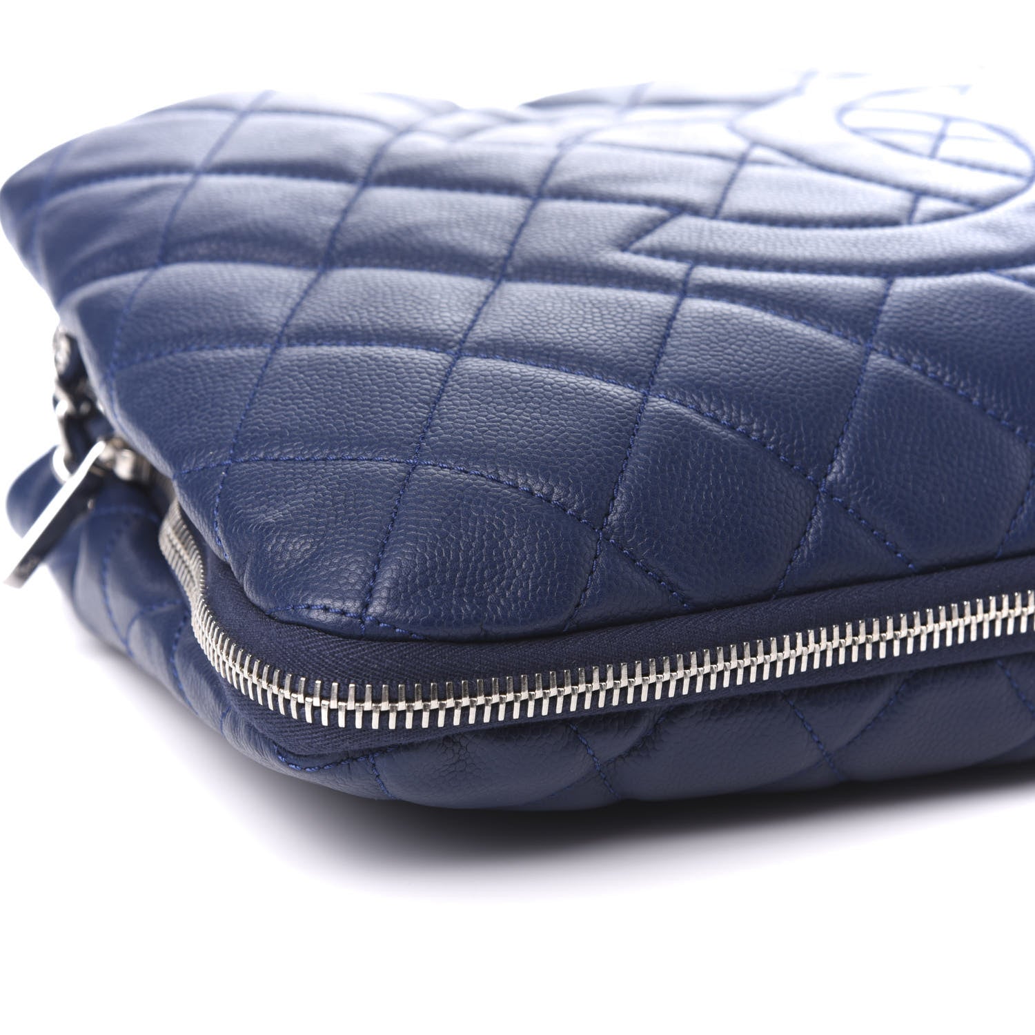 Chanel Caviar Quilted Expandable Zip Shoulder Bag Blue 16 of 18