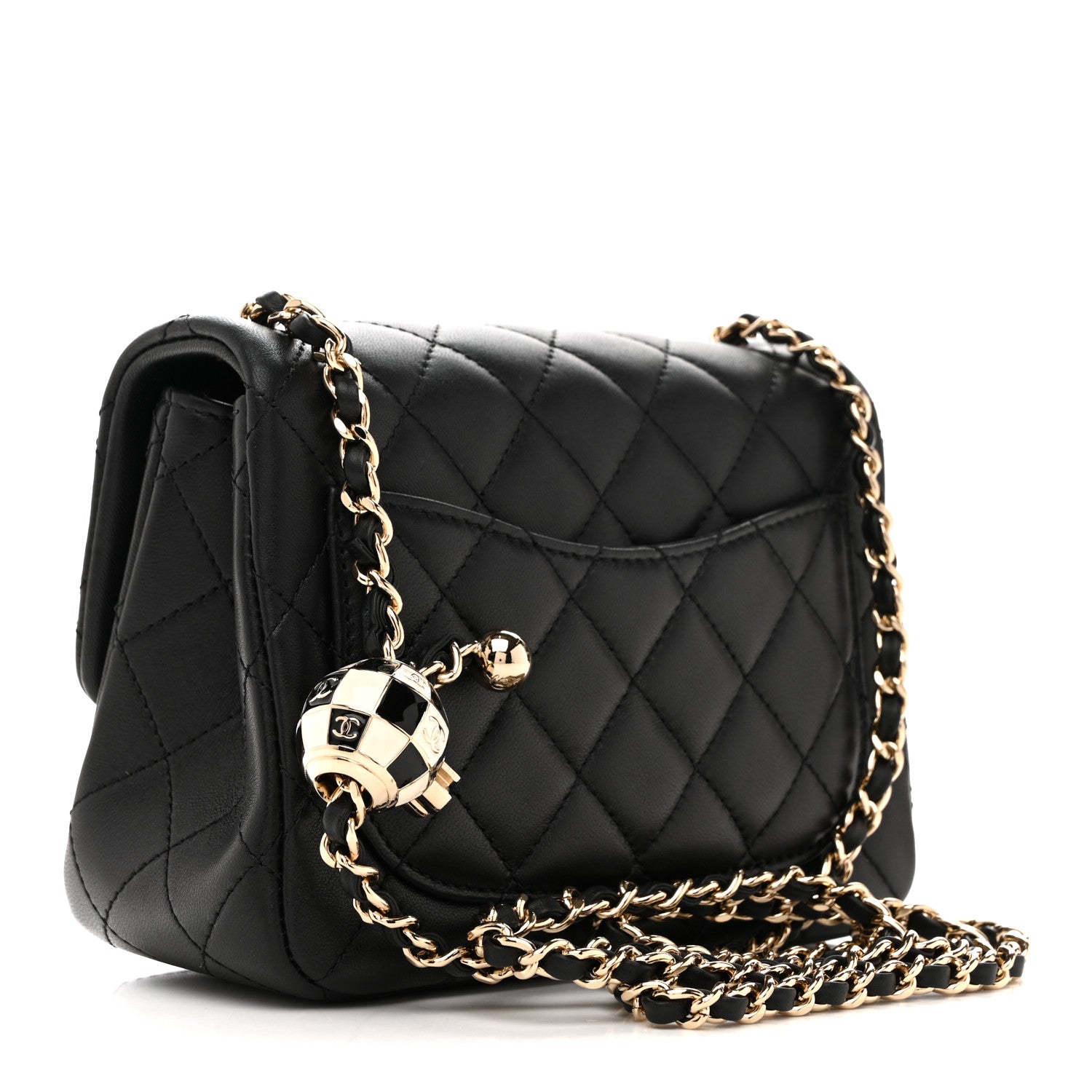 Chanel Lambskin Quilted Enamel Mini Pearl Crush Flap Black 3 of 11