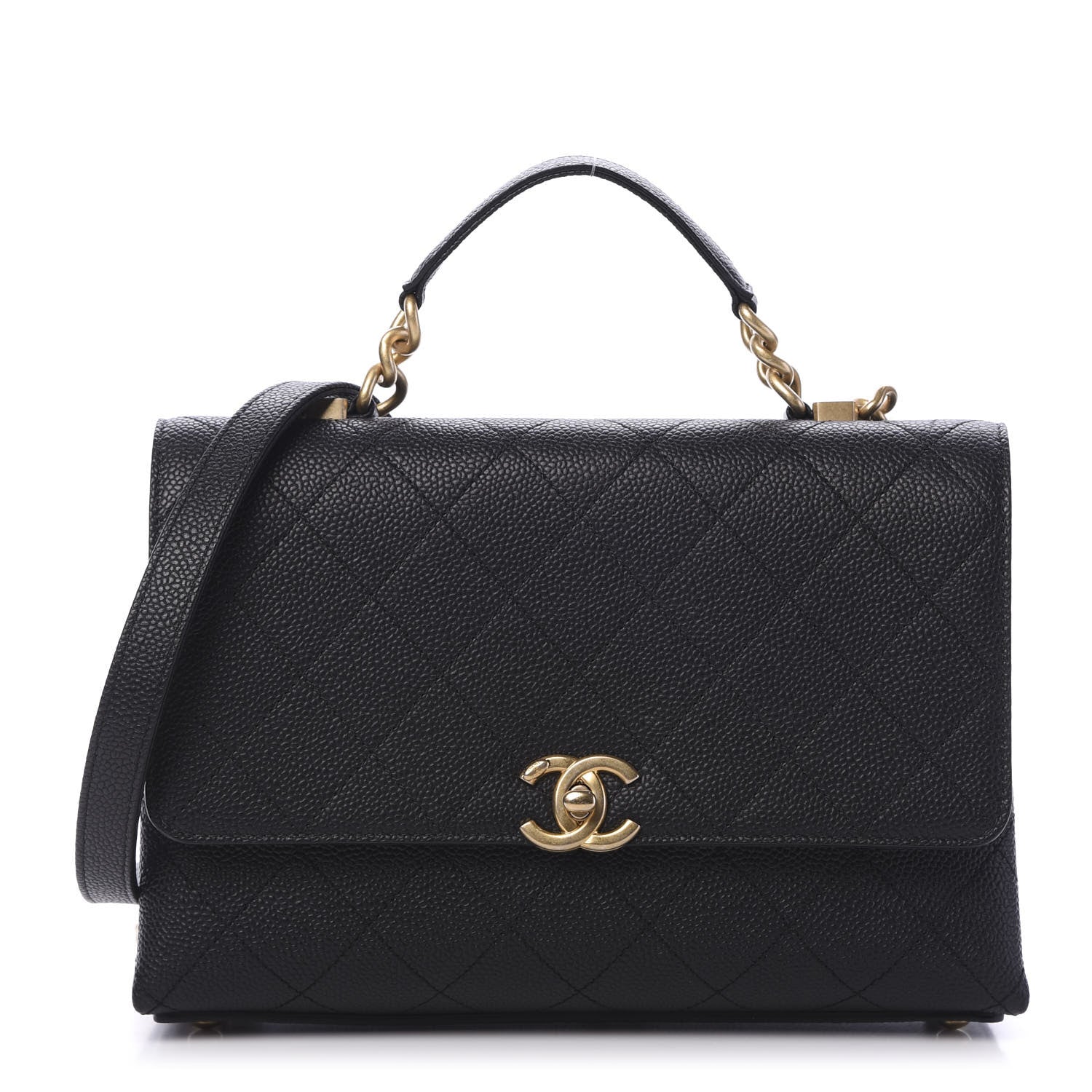 Chanel Grained Calfskin Small Stitched Flap Black 1 of 10