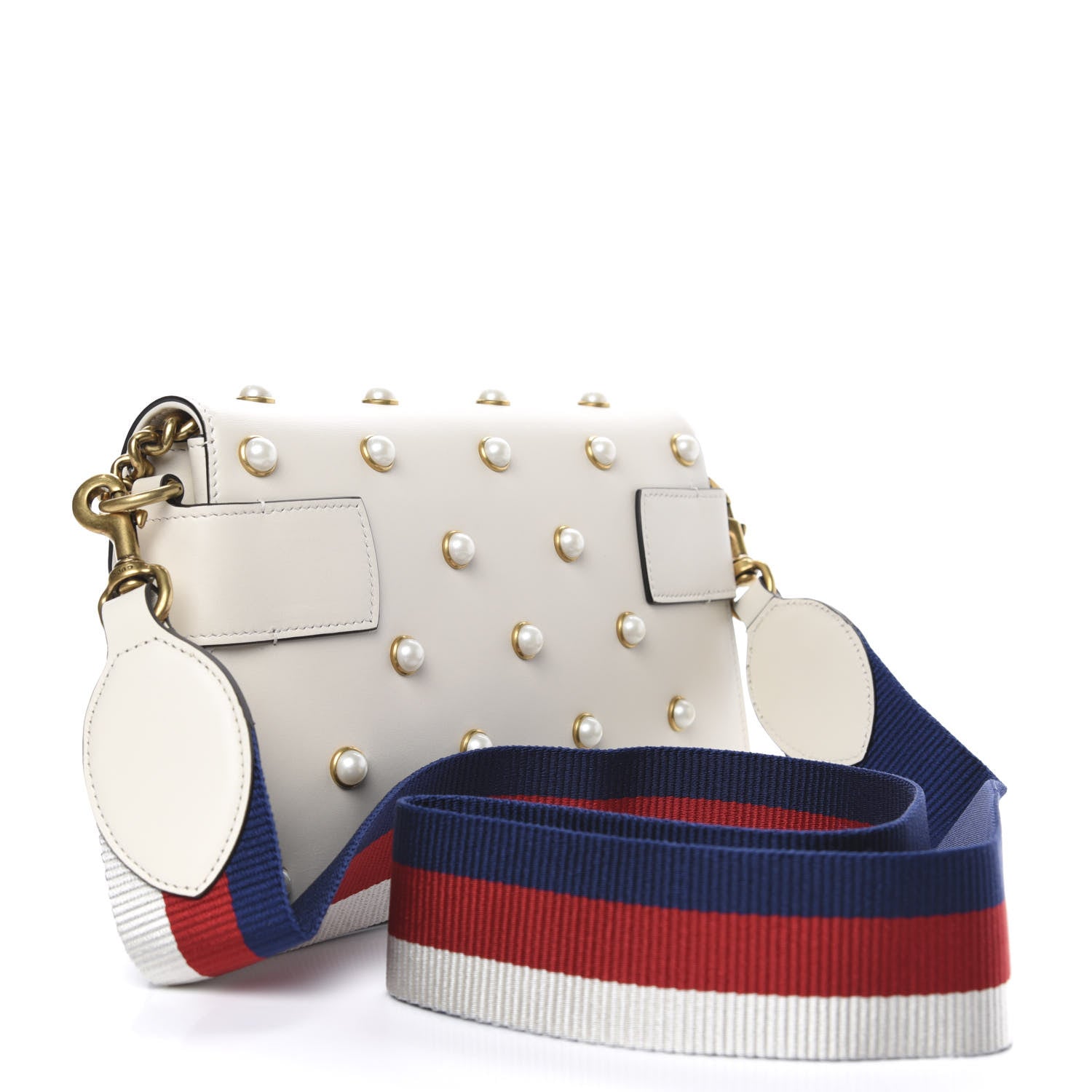 Gucci Nappa Pearl Studded Mini Queen Margaret Broadway Shoulder Bag Mystic White 2 of 11