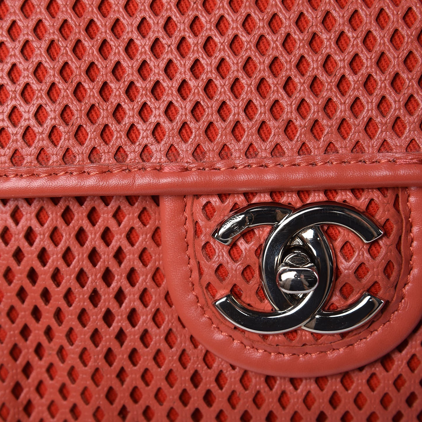 Perforated Calfskin Small Up In The Air Flap Red