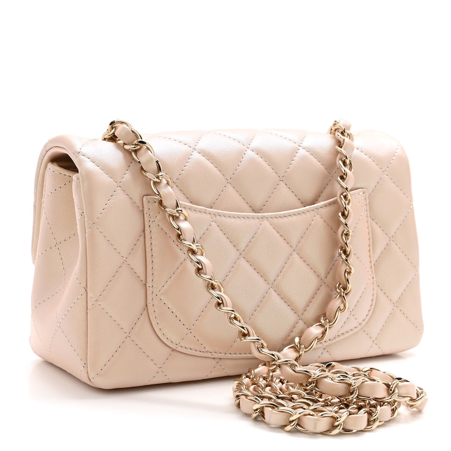 Chanel Iridescent Calfskin Quilted Mini Rectangular Flap Beige 3 of 10