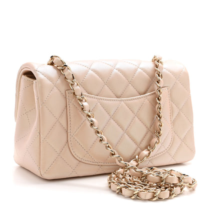 Chanel Iridescent Calfskin Quilted Mini Rectangular Flap Beige 3 of 10