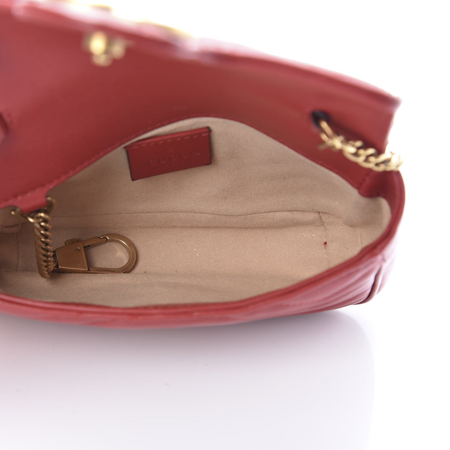 Calfskin Matelasse Super Mini GG Marmont Shoulder Bag Hibiscus Red