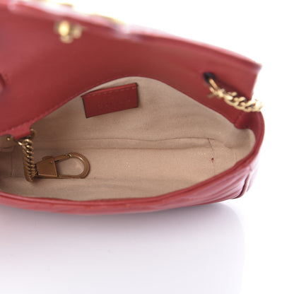 Gucci Calfskin Matelasse Super Mini GG Marmont Shoulder Bag Hibiscus Red 4 of 11