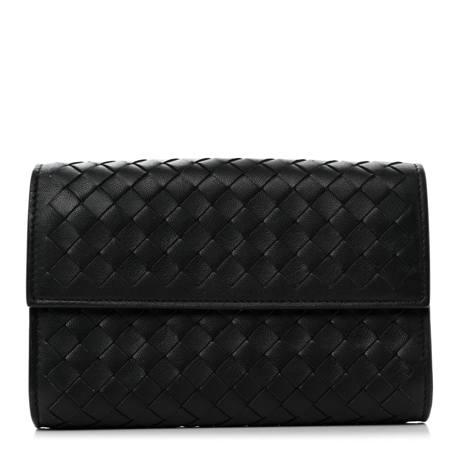 Bottega Veneta Nappa Intrecciato Continental Compact Flap Wallet Black 1 of 7
