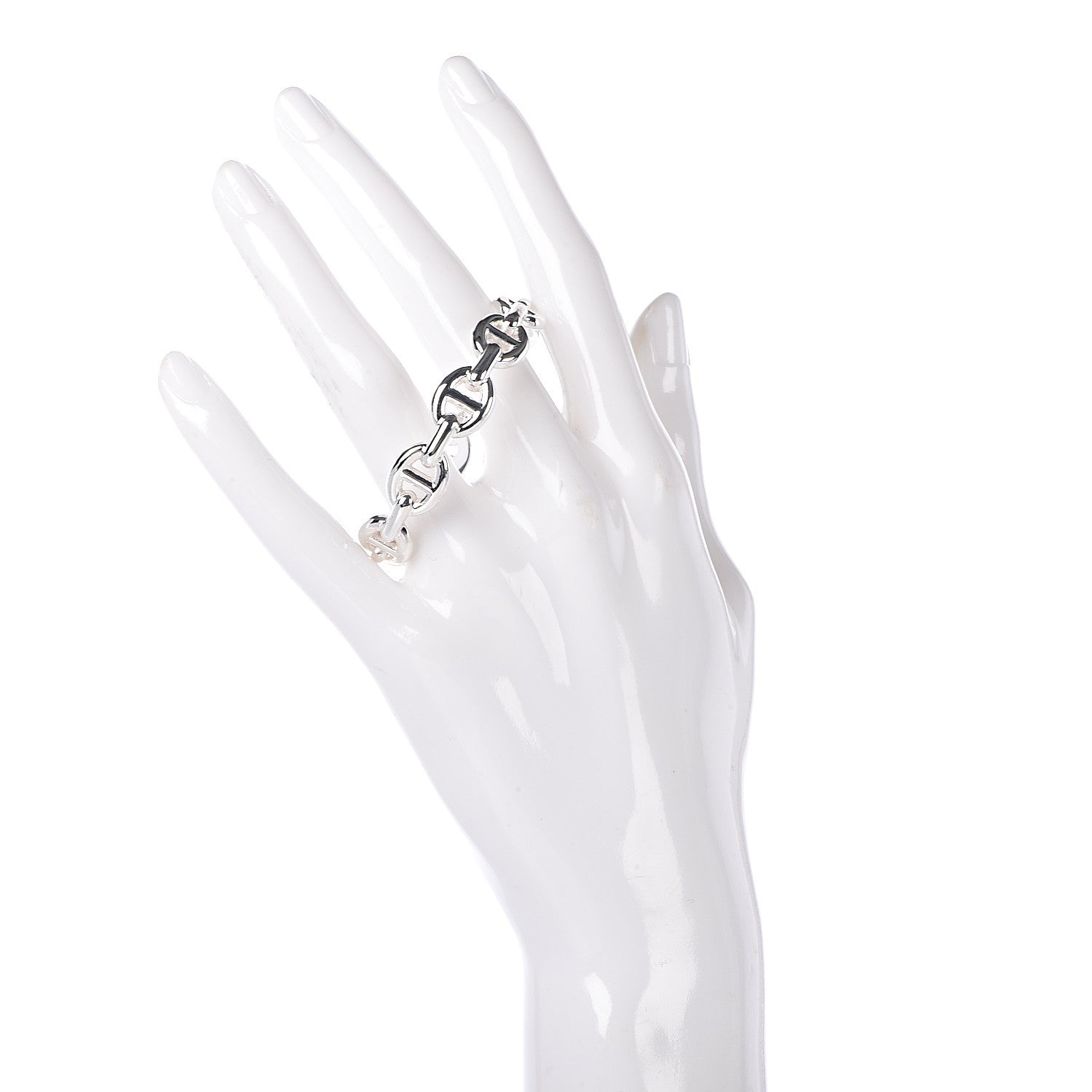 Hermes Sterling Silver MM Chaine d'Ancre Enchainee Cuff Bracelet SH 2 of 5