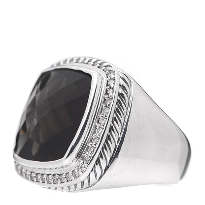 David Yurman Sterling Silver Diamond Smoky Quartz 14mm Albion Statement Ring 52 6 3 of 5