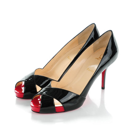 Christian Louboutin Patent Shelley 90 Pumps 40.5 Black Red 3 of 8