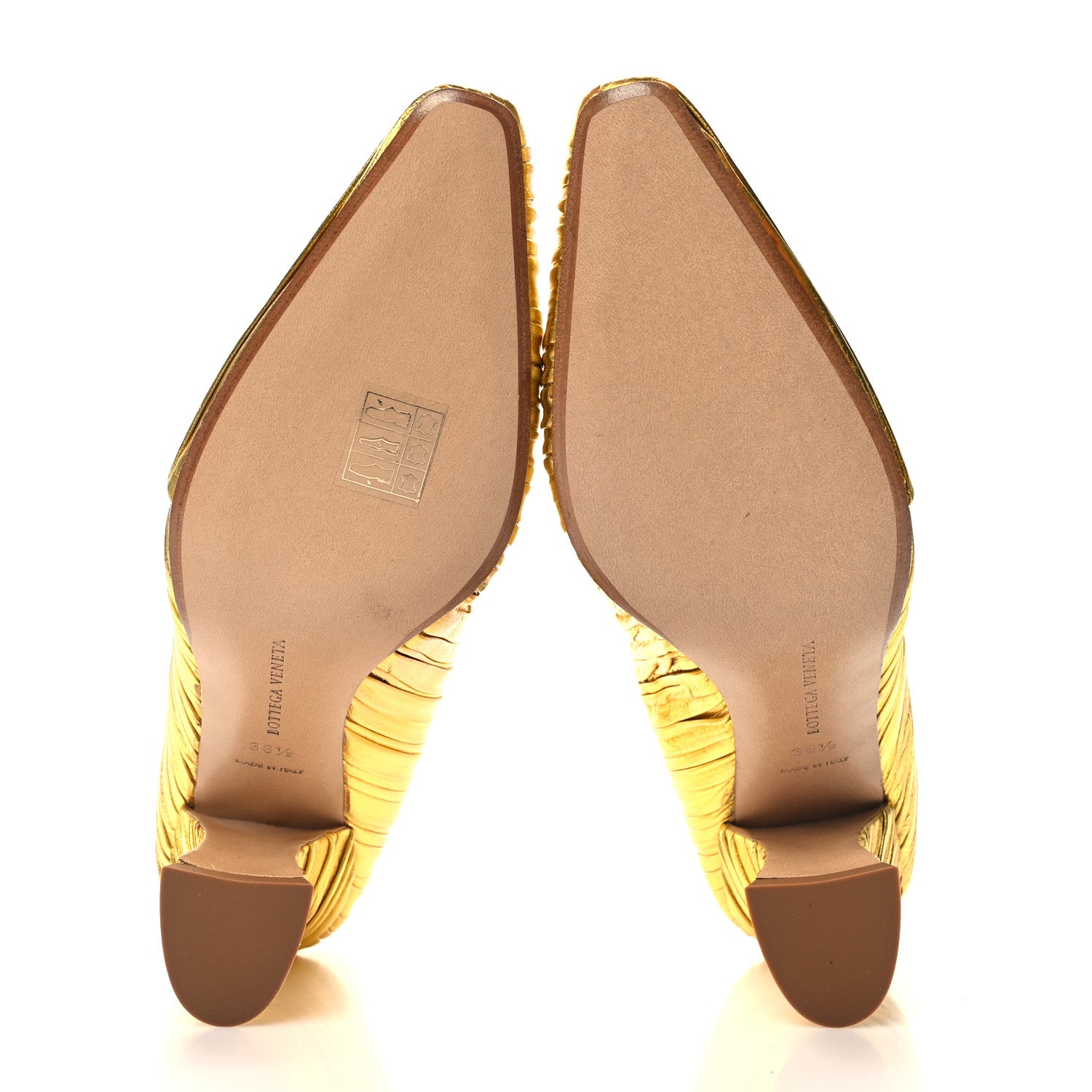 Bottega Veneta Metallic Bark Nappa Almond Pumps 38.5 Gold 5 of 8