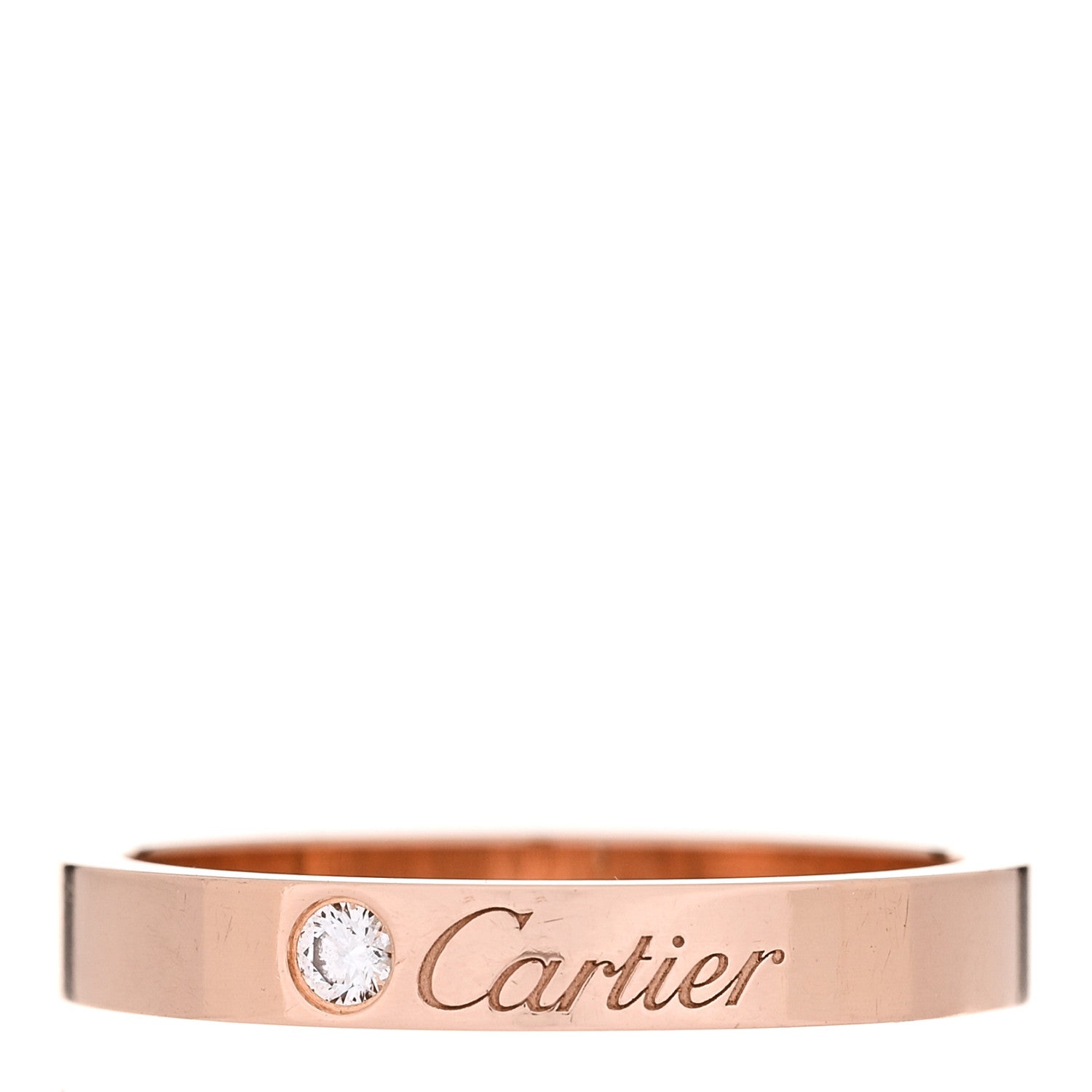 Cartier 18K Pink Gold Diamond 3mm C De Cartier Wedding Band Ring 56 7.75 1 of 7