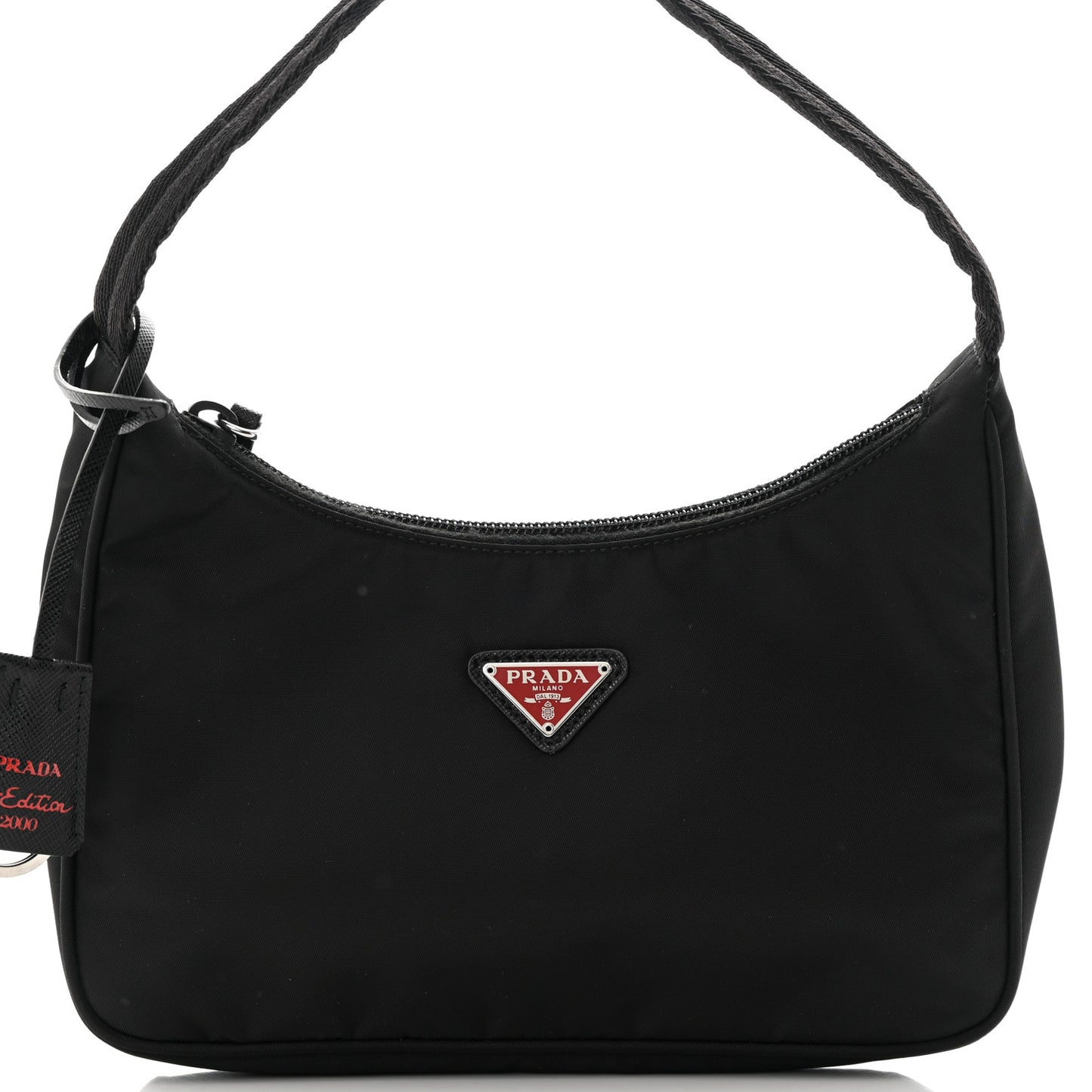 Tessuto Nylon Saffiano Lunar New Year Mini Re-Edition 2000 Bag Black Fuoco