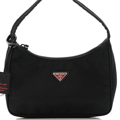 Prada Tessuto Nylon Saffiano Lunar New Year Mini Re-Edition 2000 Bag Black Fuoco 9 of 13