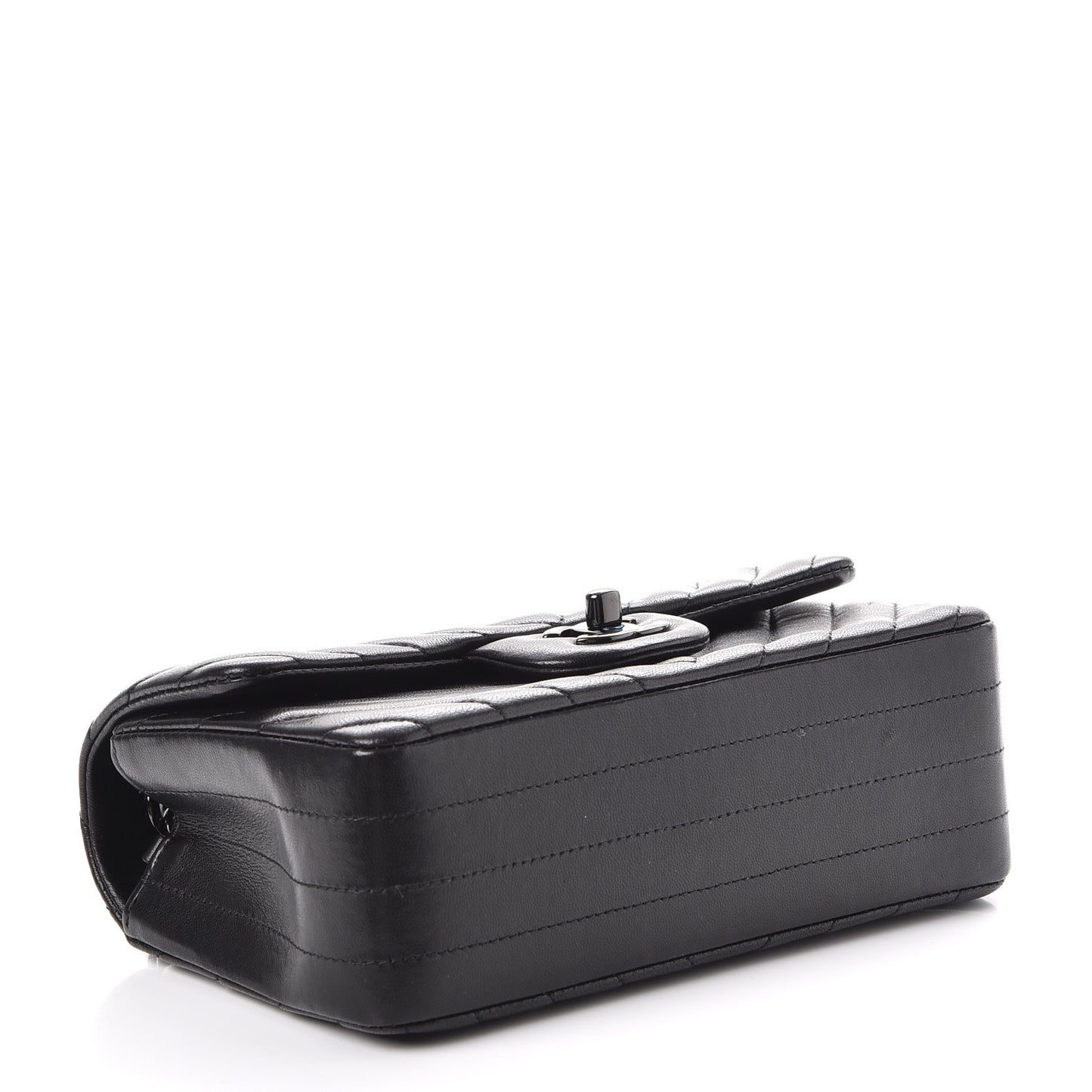 Lambskin Chevron Quilted Mini Rectangular Flap So Black