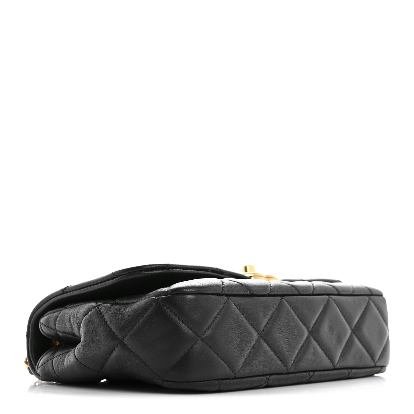 Lambskin Quilted  Pearl  Flap Black