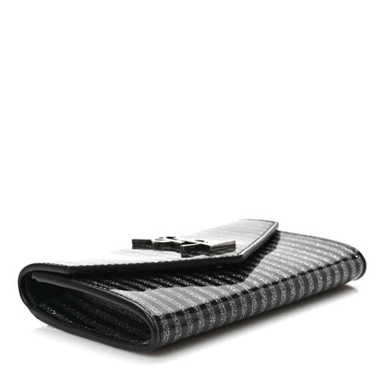 Saint Laurent Patent Glitter Striped Wallet Black Silver 6 of 6