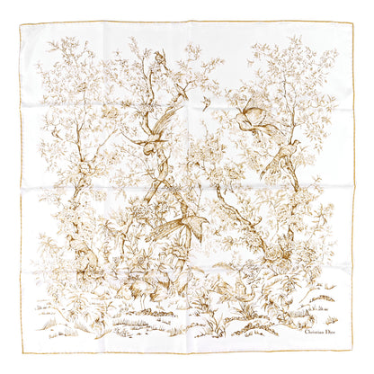 Christian Dior Silk Jardin D'Hiver Scarf White Gold 1 of 4