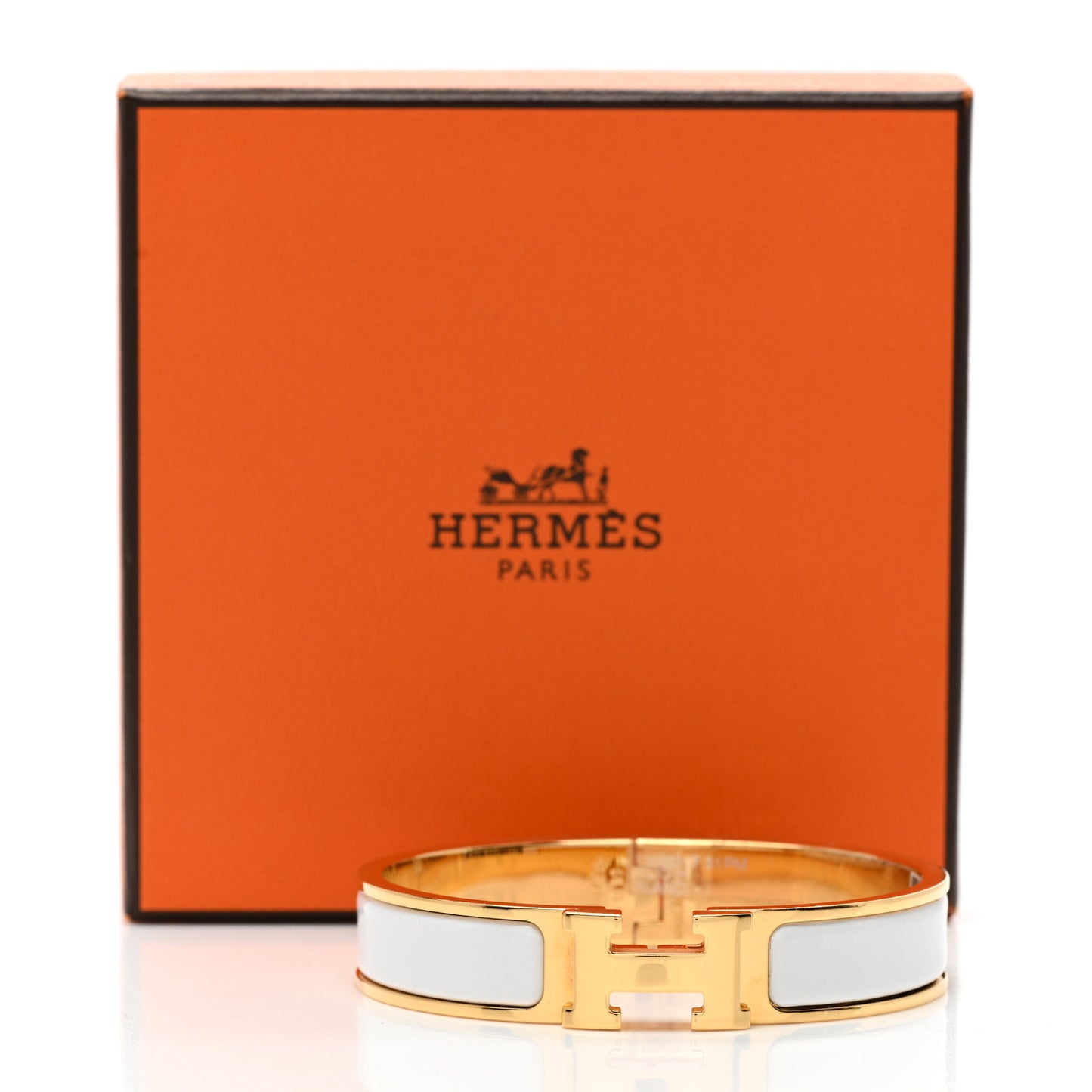 Enamel Narrow Clic Clac H Bracelet White