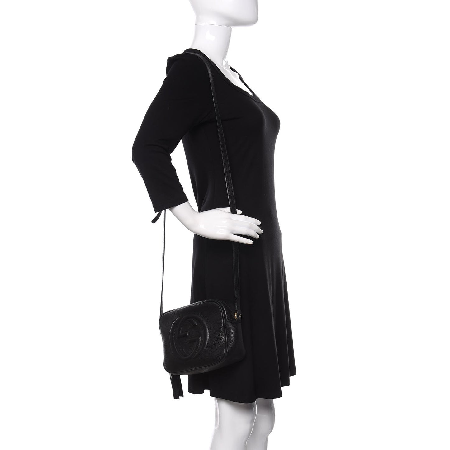 Pebbled Calfskin Small Soho Disco Bag Black