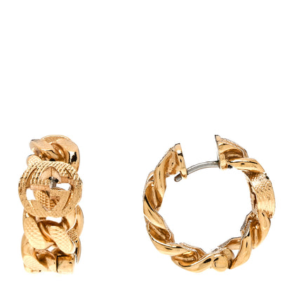 Gucci Metal Interlocking G Gourmette Chain Hoop Earrings Gold 1 of 5