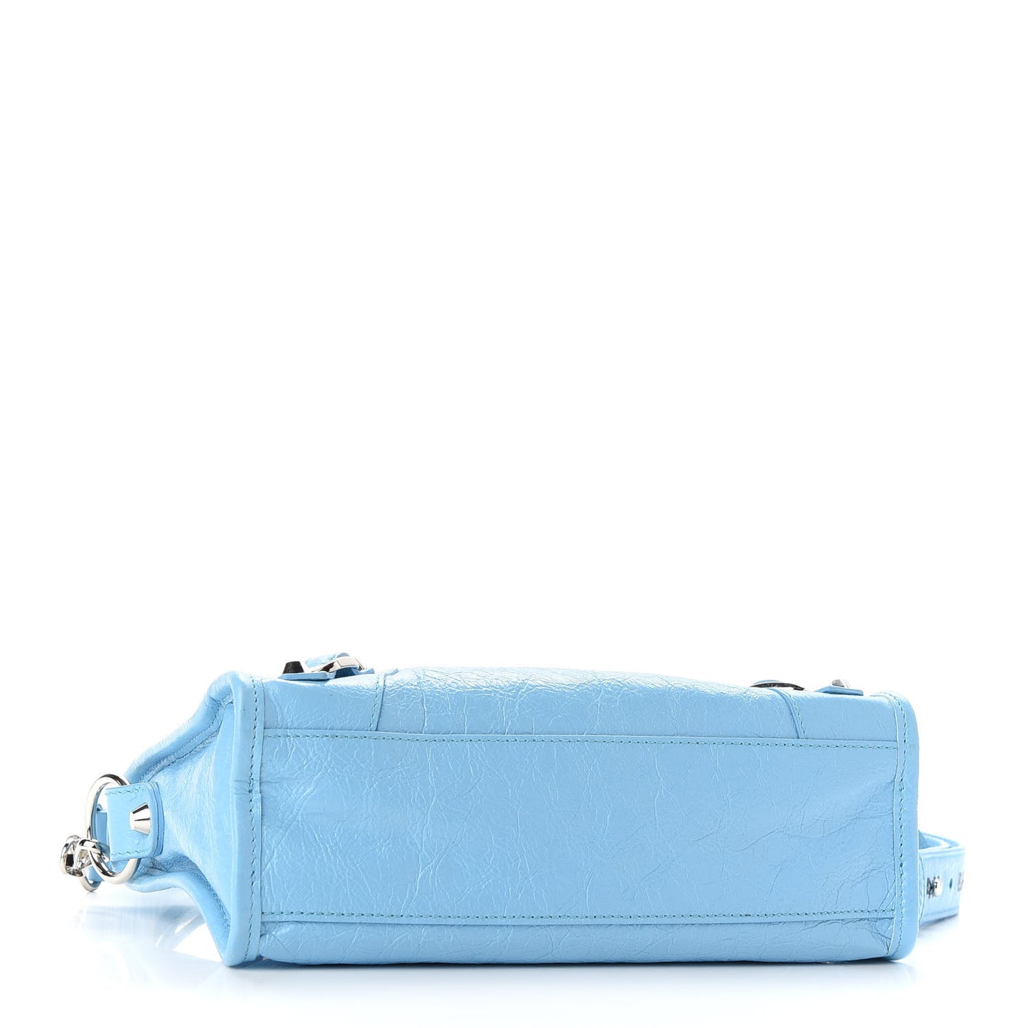 Agneau Classic Silver Hardware Mini City Logo Strap Baby Blue Black