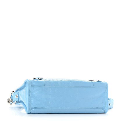 Balenciaga Agneau Classic Silver Hardware Mini City Logo Strap Baby Blue Black 4 of 11