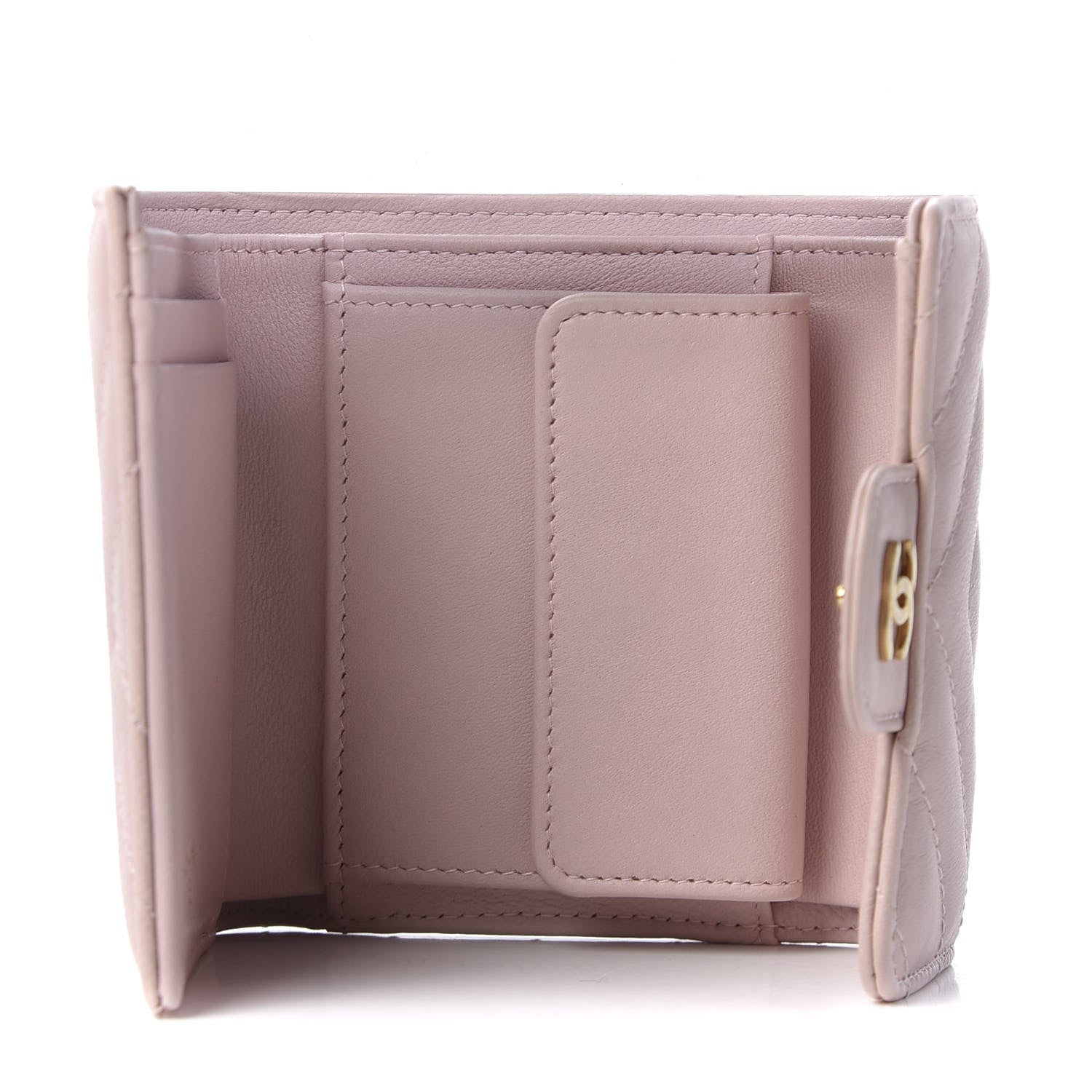 Chanel Calfskin Chevron Quilted Compact Flap Wallet Pink 4 of 9
