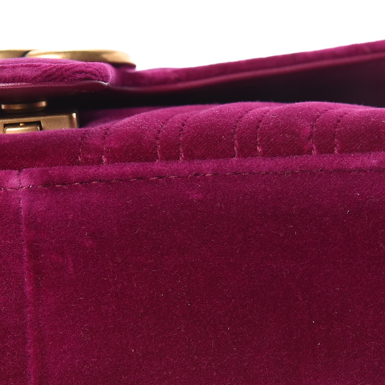 Gucci Velvet Matelasse Mini GG Marmont Shoulder Bag Fuchsia Violet Cyclamen 10 of 11