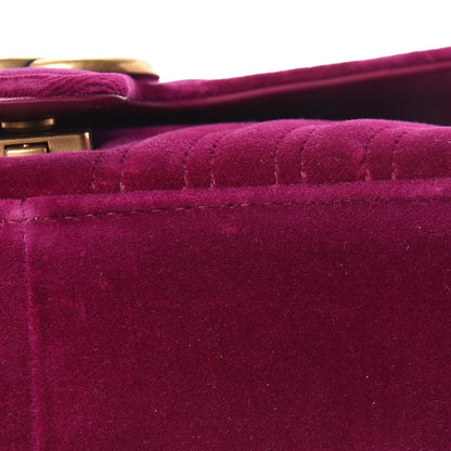 Gucci Velvet Matelasse Mini GG Marmont Shoulder Bag Fuchsia Violet Cyclamen 10 of 11