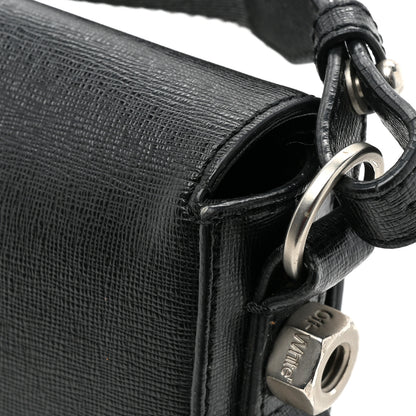 Off-White Saffiano Striped Mini Diag Binder Clip Bag Black White 17 of 18