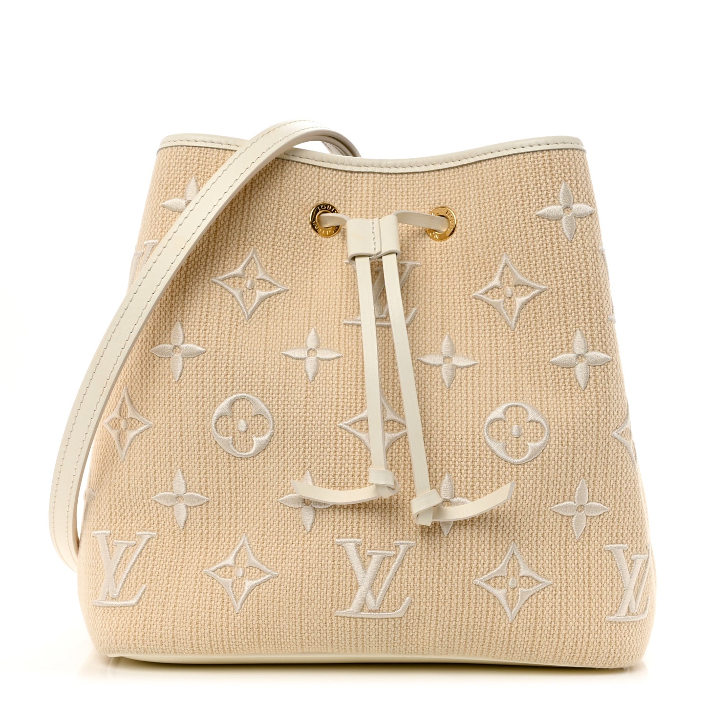 Cotton Monogram Embroidered Neonoe MM Beige White