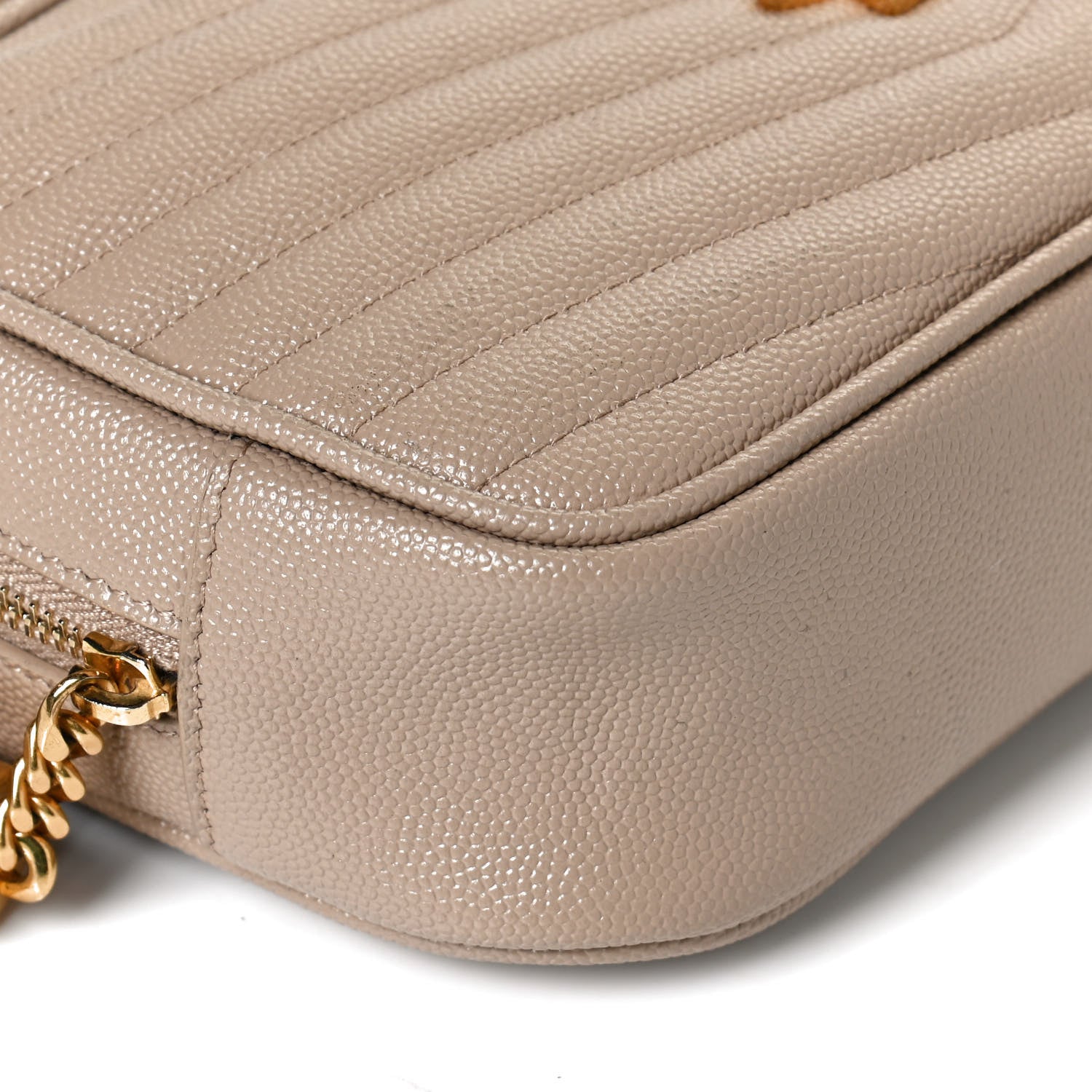 Saint Laurent Grain De Poudre Matelasse Monogram Mini Lou Camera Bag Dark Beige 12 of 14