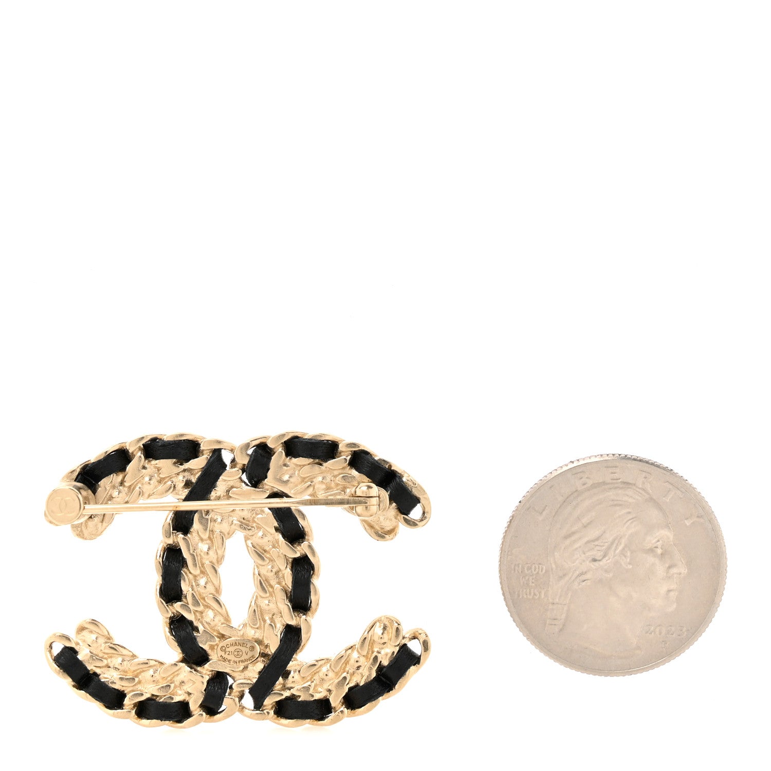 Chanel Lambskin Crystal Vintage Allure CC Chain Brooch Black Gold 2 of 4