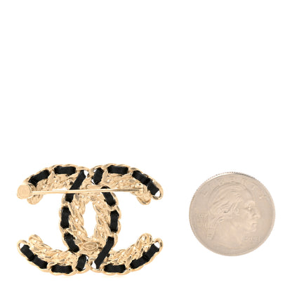Chanel Lambskin Crystal Vintage Allure CC Chain Brooch Black Gold 2 of 4