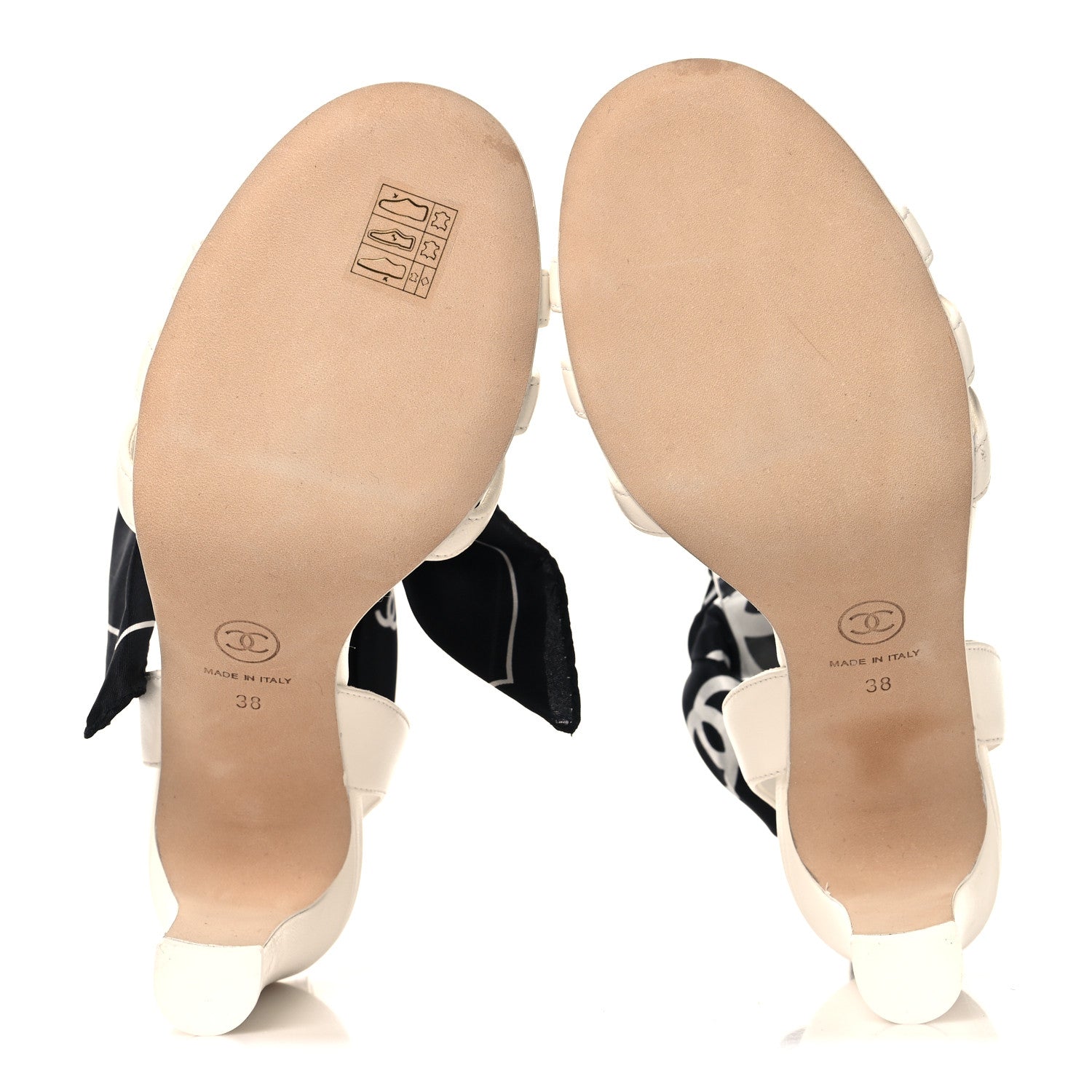 Chanel Lambskin Silk CC Wrap Ankle Sandals 38 White Black 6 of 10