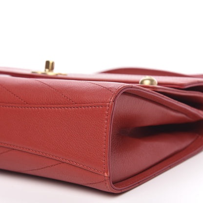 Chanel Calfskin Chevron Quilted Casual Trip Flap Red 9 of 11