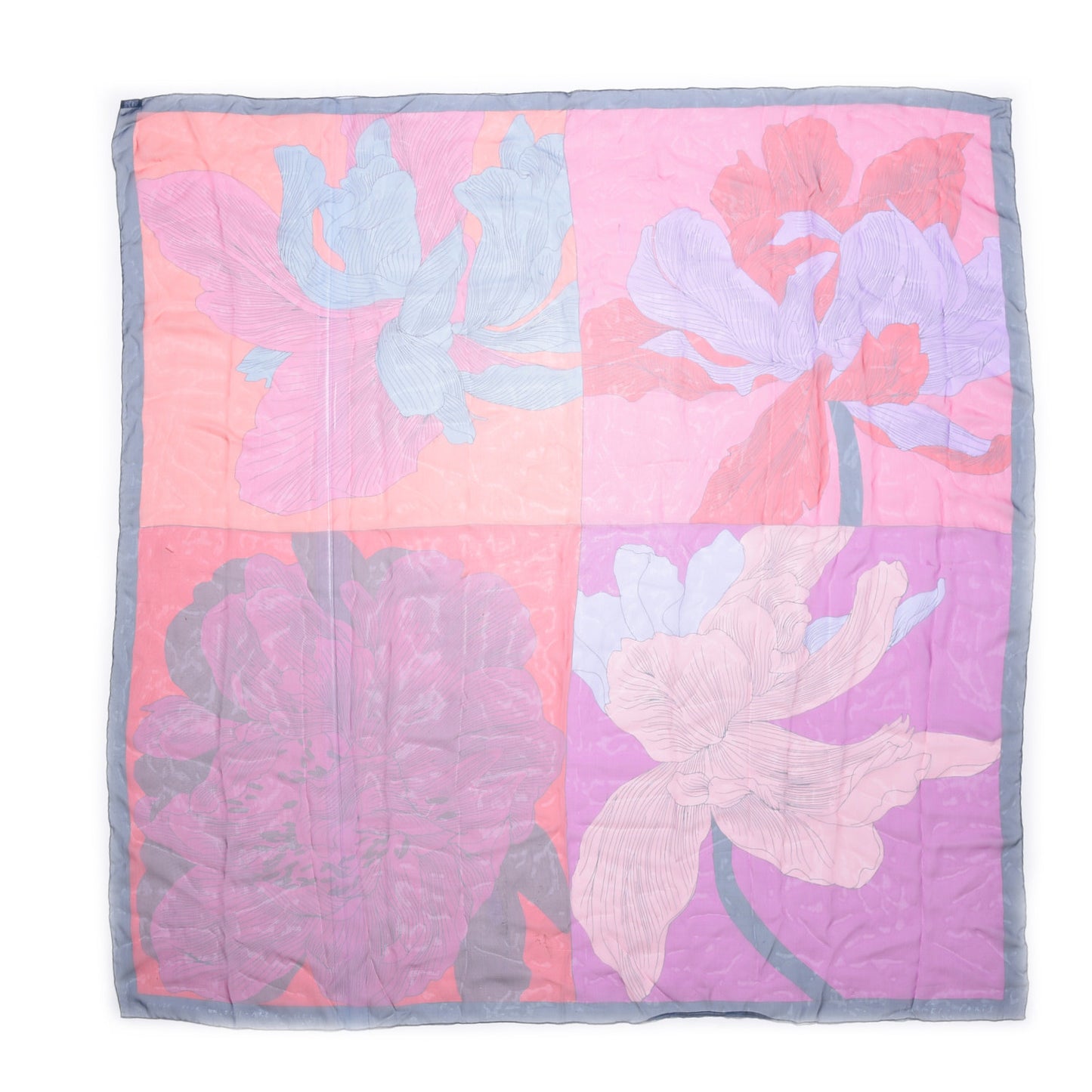 Silk Mousseline Etude Un Iris Arc Shawl 140 Marine Fuchsia Rouge