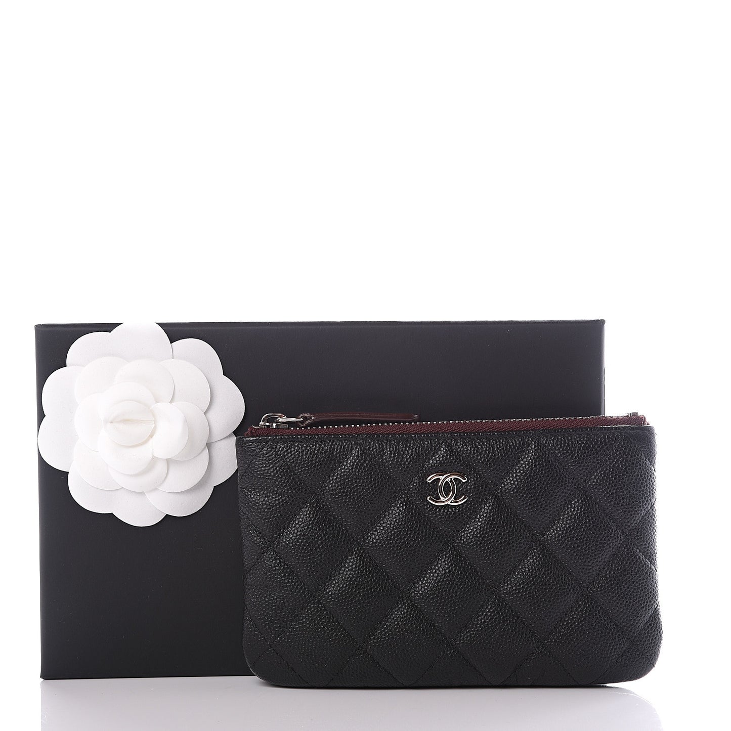 Caviar Quilted Small Cosmetic Case Black