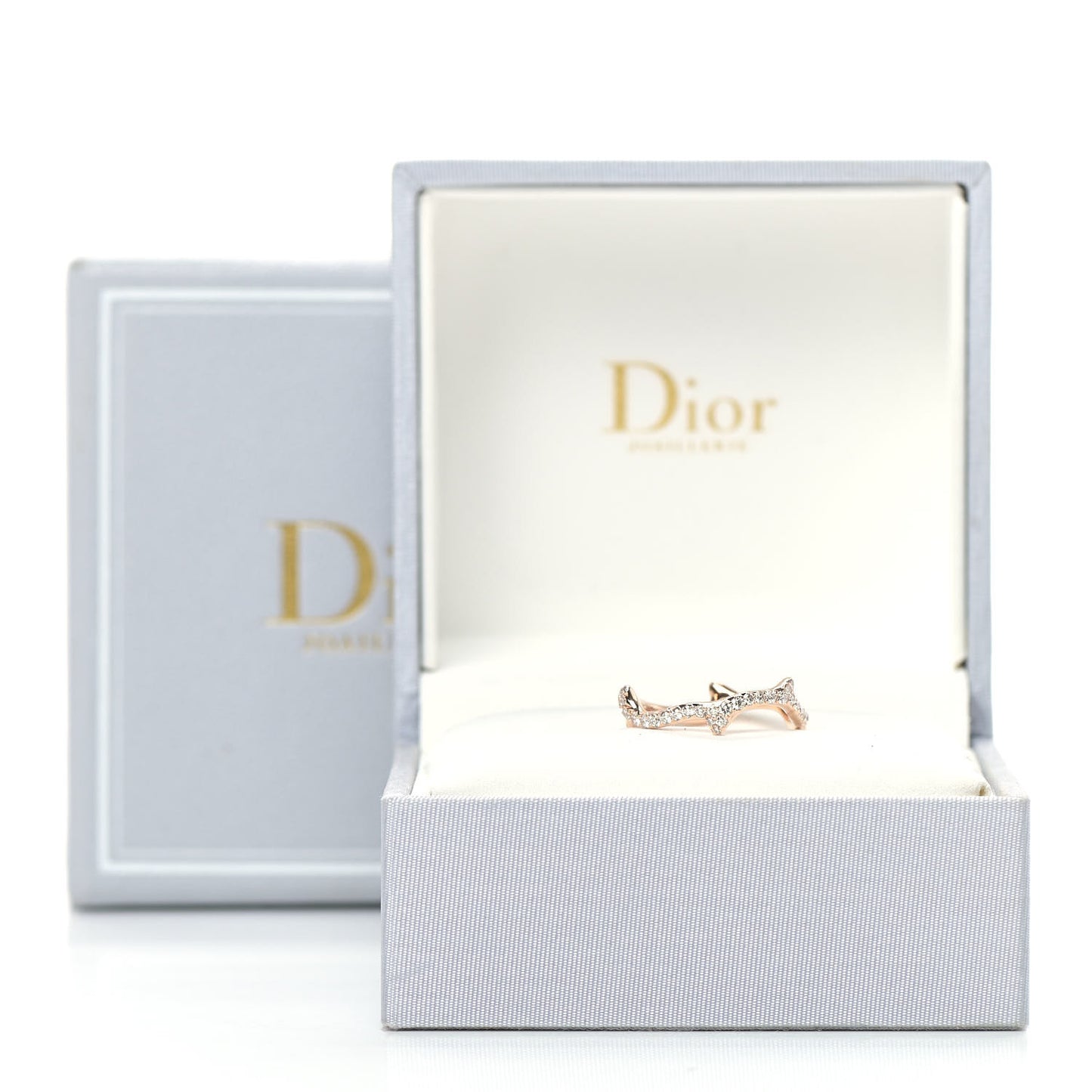18K Rose Gold Diamond Pave Bois de Rose Ring 51 5.5
