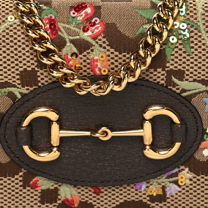 Gucci Monogram Jumbo GG Textured Dollar Calfskin Embroidered Horsebit 1955 Wallet On Chain Camel Ebony New Acero Multicolor 8 of 11