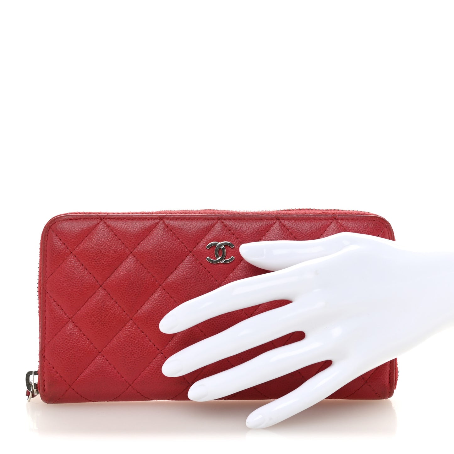 Caviar Quilted Large Gusset Zip Around Wallet Fuchsia